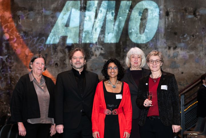 AWO Neujahrsempfang 2023: AWO Präsidentin Kathrin Sonnenholzner, AWO Präsident Michael Groß, AWO Bundesvorständin Selvi Naidu, AWO Bundesvorstandsvorsitzende Brigitte Döcker, AWO Bundesvorständin Claudia Mandrysch (v.l.n.r.)