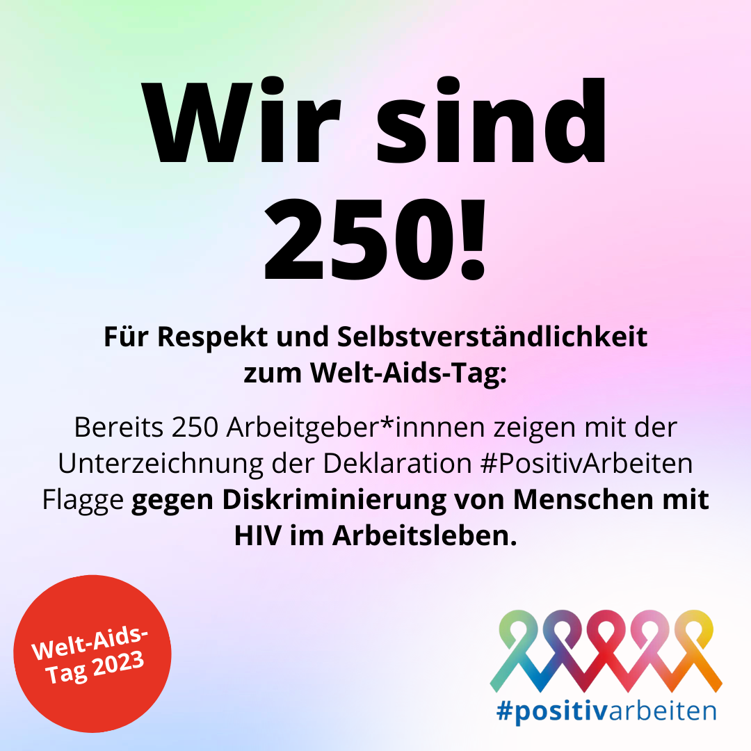 Bild von Positivarbeiten zum Weltaidstag 2023: Wir sind 250! 