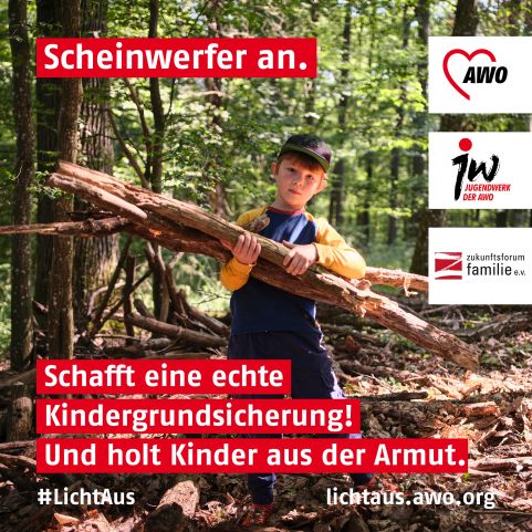  Scheinwerfer An. Schafft eine echte Kindergrundsicherung! #LichtAus