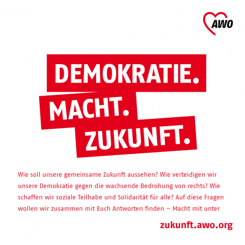 AWO Sharepic Demokratie. Macht. Zukunft.